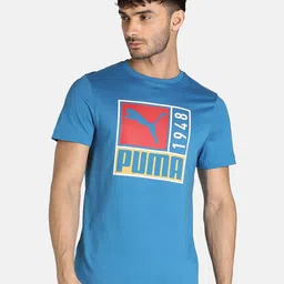 Puma Men Blue Brand Logo Printed Cotton T-shirt-picture-36