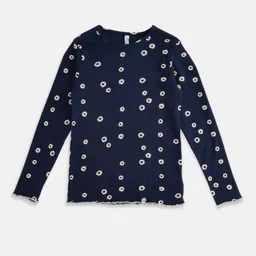 Pantaloons Junior Girls Navy Blue Printed Raw Edge T-shirt-picture-30