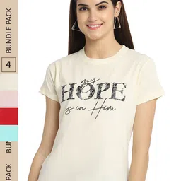 Fabflee Pack Of 4 Typography Printed Regular Fit Cotton T-shirt-picture-25