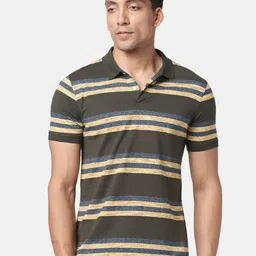 BYFORD by Pantaloons Men Striped Polo Collar Slim Fit Cotton T-shirt-picture-22