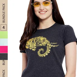Fabflee Pack Of 4 Printed Cotton T-shirts-picture-41