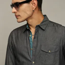 The Roadster Lifestyle Co. Men Premium Fit Spread Collar Solid Cotton Casual Shirt-image-21