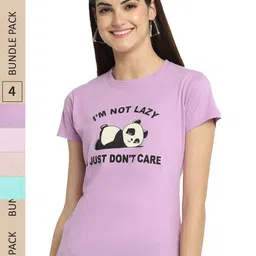 Fabflee Pack Of 4 Typography Printed Regular Fit Cotton T-shirt-picture-15