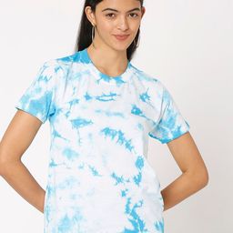 Smarty Pants Women Blue & White Tie and Dye Dyed T-shirt-picture-5