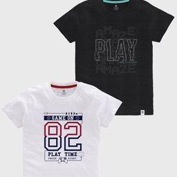 CODEZ Boys Pack Of 2 Typography Printed Pure Coton T-shirt-picture-27