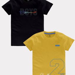 CODEZ Boys Pack Of 2 Typography Printed Pure Coton T-shirt-picture-23