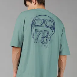 Roadster Blue Graphic Printed Pure Cotton Oversized T-shirt-picture-11