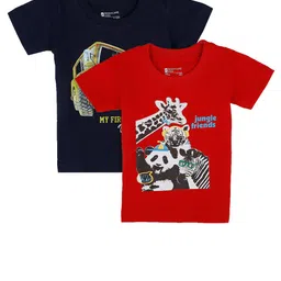Bodycare Kids Boys Pack Of 2 Red & Navy Blue Printed T-shirt-image-51