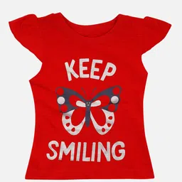 Bodycare Kids Girls Typography Printed Cotton T-shirt image 1