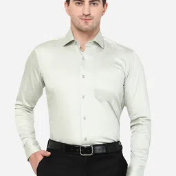 METAL Men Green Classic Slim Fit Cotton Formal Shirt-picture-10