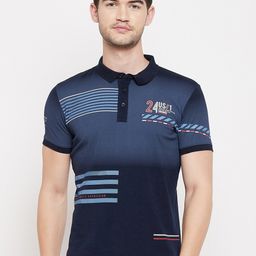 Duke Men Blue Striped Applique T-shirt-picture-31