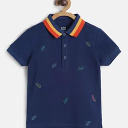 MINI KLUB Boys Navy Blue Solid Polo Collar Cotton T-shirt-picture-32