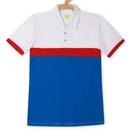 YK Boys White Colourblocked Striper Polo Collar T-shirt-picture-41
