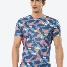ASICS Match Graphic SS Men Blue Peach-Coloured Printed Tennis T-shirt-picture-15