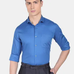 AD By Arvind Men Blue Convertible Collar Formal Shirt-picture-38