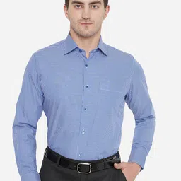 METAL Men Blue Classic Slim Fit Striped Cotton Formal Shirt-picture-32