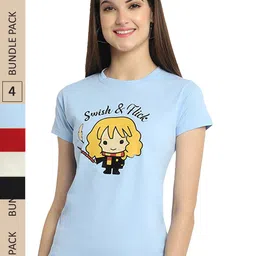 Fabflee Pack Of 4 Typography Printed Cotton T-shirt-picture-42