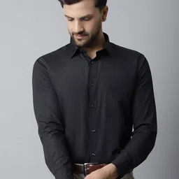 Cantabil Men Black Solid Cotton Formal Shirt-image-13