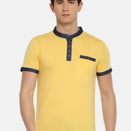 Dollar Men Yellow Henley Neck T-shirt-picture-45