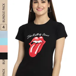 Fabflee Pack of 4 Graphic Printed Round Neck Cotton T-shirt-picture-25