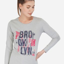 appulse Women Grey Melange Typography Printed T-shirt-picture-11