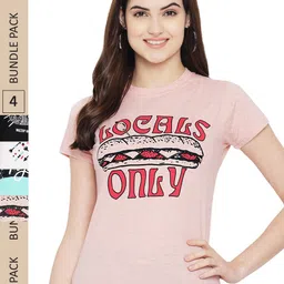 Fabflee Pack Of 4 Typography Printed Cotton T-shirt-picture-24