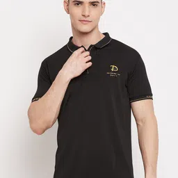 Duke Men Black Polo Collar Slim Fit T-shirt-image-60