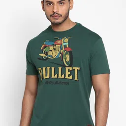 Royal Enfield Men Green & Yellow Typography Printed T-shirt-image-26