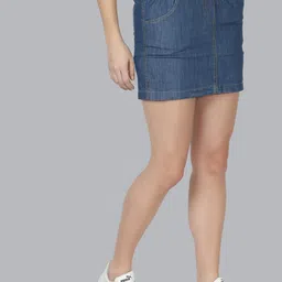 NUEVOSDAMAS Women Blue Solid Mini Skirt-picture-25