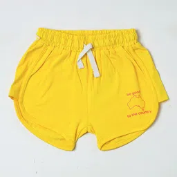 Nuberry Girls Yellow Cotton Typography Printed Low-Rise Shorts-picture-25