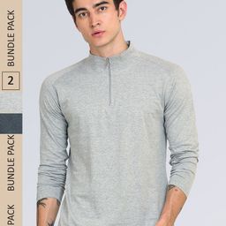 appulse Men Pack Of 2 High Neck Slim Fit Cotton T-shirts-picture-21