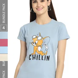 Fabflee Pack of 4 Graphic Printed Round Neck Cotton T-shirt-picture-20