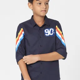Jack & Jones Junior Boys Navy Blue Solid Casual Shirt-picture-42