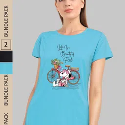 CHOZI Women Pack of 2 Printed Running Cotton T-shirt-picture-20