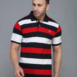 TQS Men Red & french middle red purple Striped Polo Collar T-shirt-picture-22