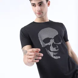 HIGHLANDER Men Black Printed Slim Fit T-shirt-image-69