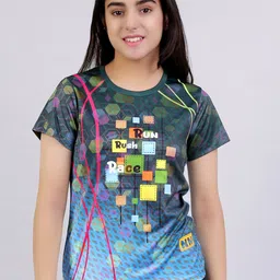 Naughty Ninos Girls Blue Printed Anti Static T-shirt-picture-18