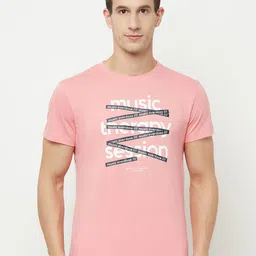 Octave Men Pink Printed Applique T-shirt-picture-19