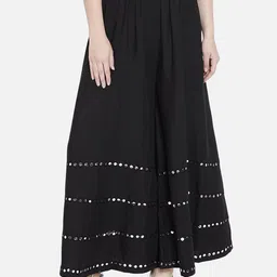 Moda Rapido Mirror Work-Detailed Flared Maxi Skirt-picture-38