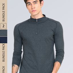 appulse Men Pack Of 2 High Neck Slim Fit Cotton T-shirt-picture-20