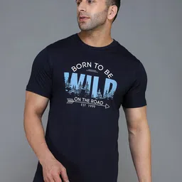 TQS Men Navy Blue & french middle red purple Typography Printed Applique T-shirt-picture-33