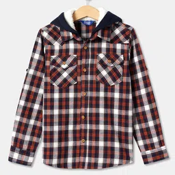 R&B Boys Red Checked With Hooded Casual Shirt-picture-35