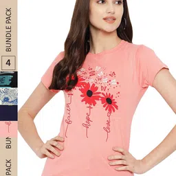 Fabflee Pack Of 4 Printed Cotton T-shirts-picture-15