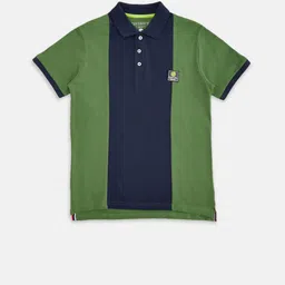 Pantaloons Junior Boys Green & Navy Blue Colourblocked Polo Collar T-shirt-image-48