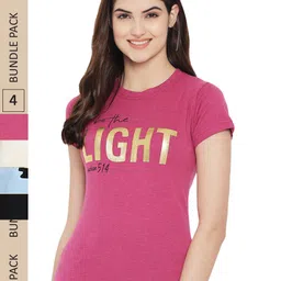 Fabflee Pack Of 4 Typography Printed Cotton T-Shirt-picture-37