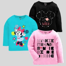 KUCHIPOO Girls Pack Of 3 Minnie Mouse Printed Cotton T-shirts-picture-11