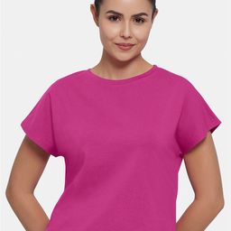 Amante Women Purple Extended Sleeves Raw Edge T-shirt-picture-41