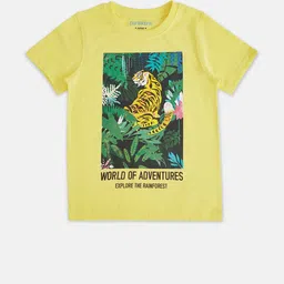 Pantaloons Junior Boys Yellow Printed Tropical T-shirt-image-81