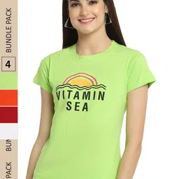 Fabflee Pack Of 4 Typography Printed Cotton T-shirt-picture-29