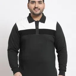 Kalt Men Green & White Colourblocked Polo Collar T-shirt-picture-23